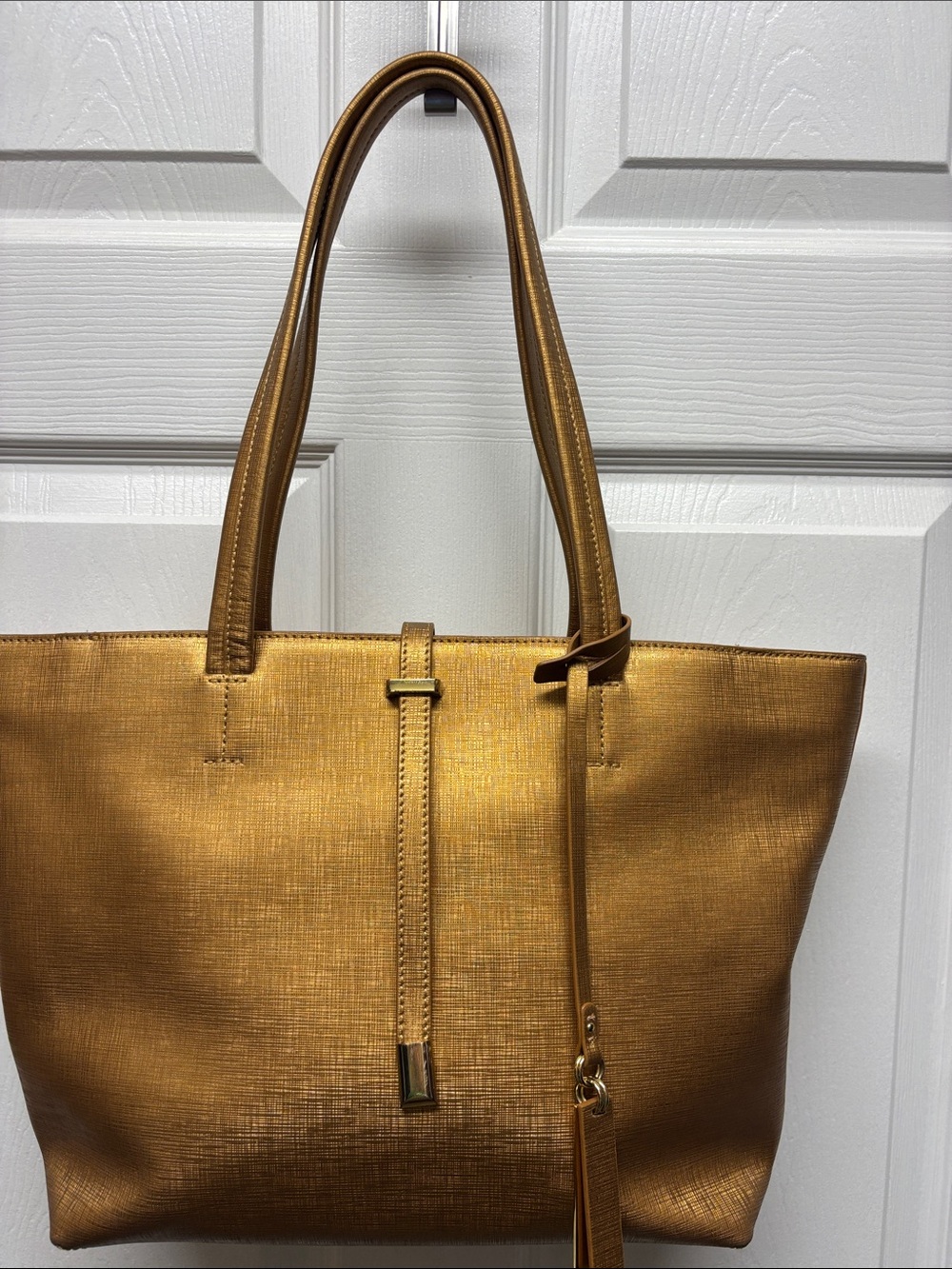 Vince Camuto Leila-Fools Gold Tote Bag-Zip pocket & Front Pocket